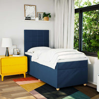 vidaXL Giroletto a Molle con Materasso Blu 100x200 cm in Tessuto