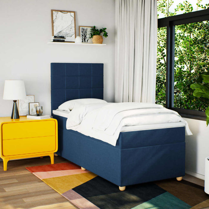 vidaXL Giroletto a Molle con Materasso Blu 100x200 cm in Tessuto