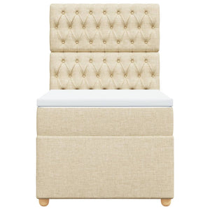 vidaXL Giroletto a Molle con Materasso Crema 100x200 cm in Tessuto