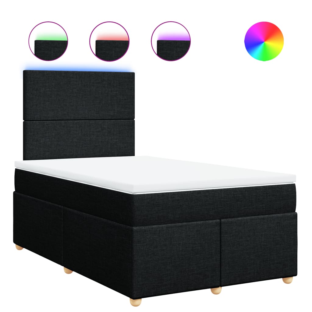 vidaXL Giroletto a Molle con Materasso Nero 120x190 cm in Tessuto