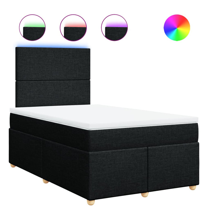 vidaXL Giroletto a Molle con Materasso Nero 120x190 cm in Tessuto