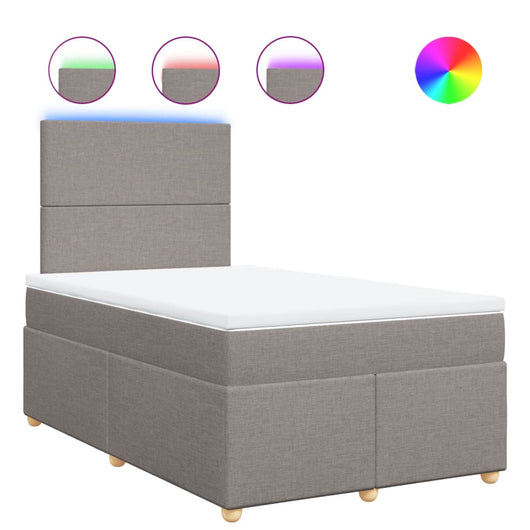 vidaXL Giroletto a Molle con Materasso Tortora 120x190 cm in Tessuto