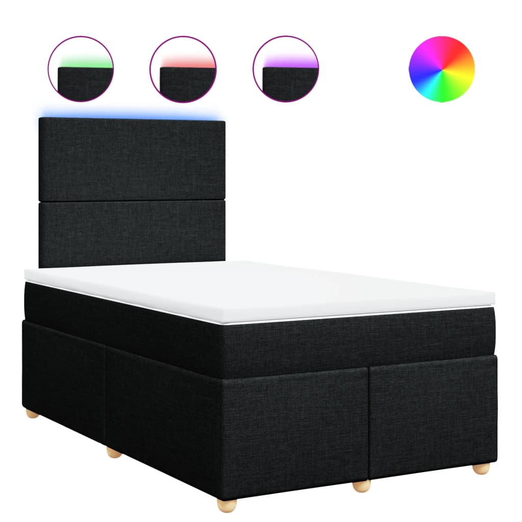 Giroletto a Molle con Materasso Nero 120x200 cm in Tessuto 3293542