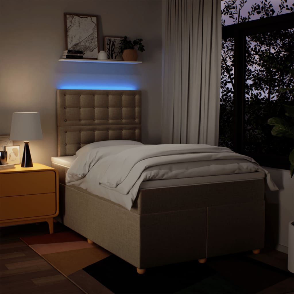 Giroletto a Molle con Materasso Crema 120x200 cm in Tessuto