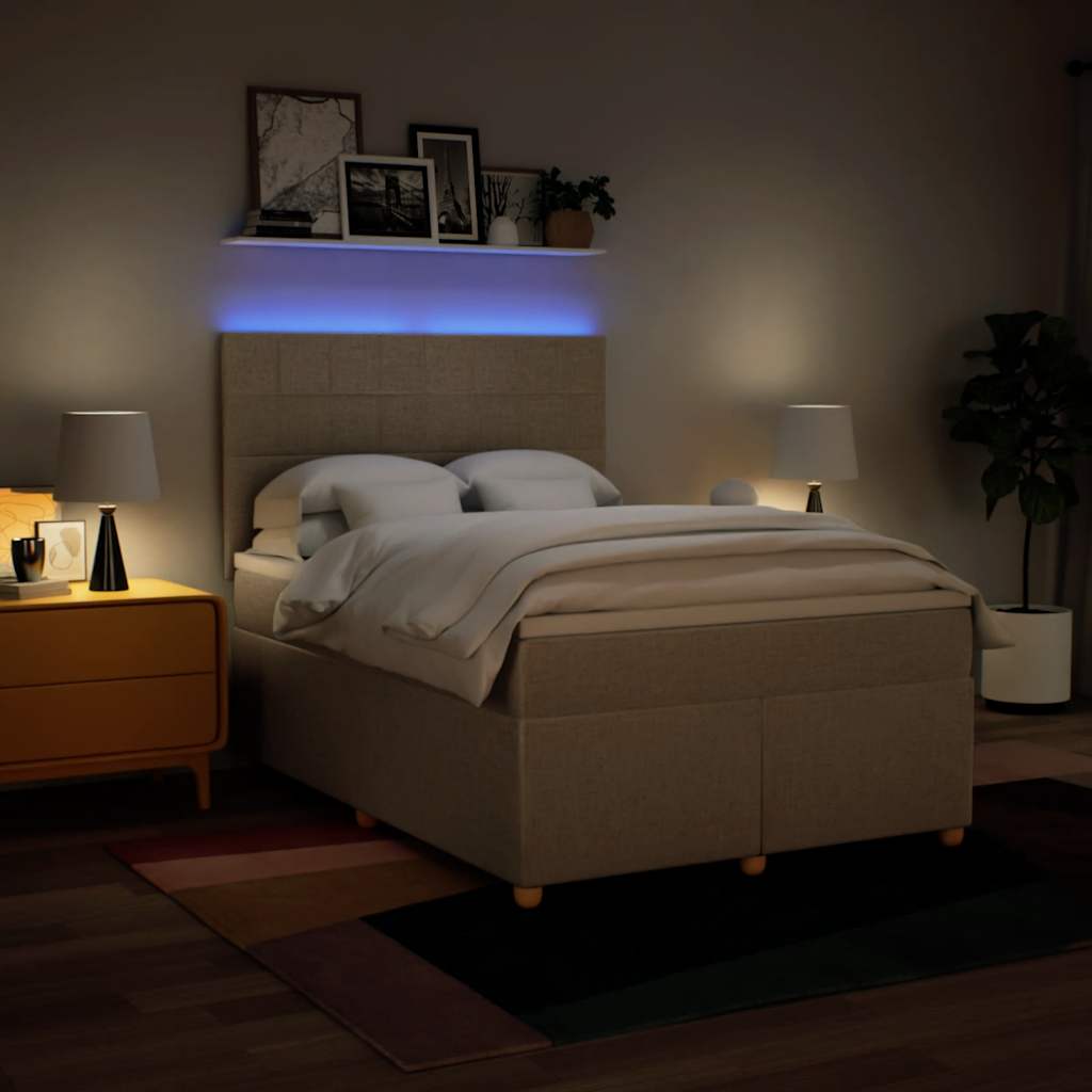 Giroletto a Molle con Materasso Crema 140x19 cm in Tessuto 3293580