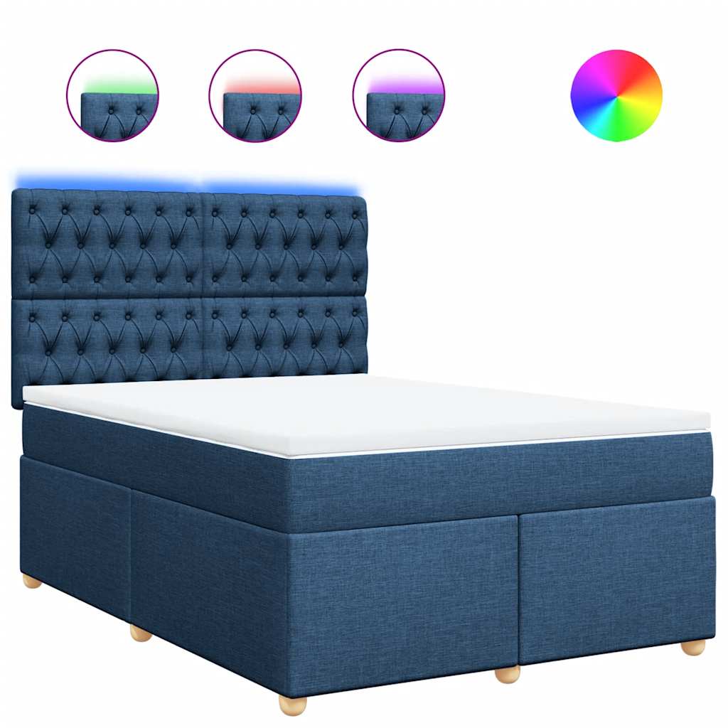 vidaXL Giroletto a Molle con Materasso Blu 140x190 cm in Tessuto
