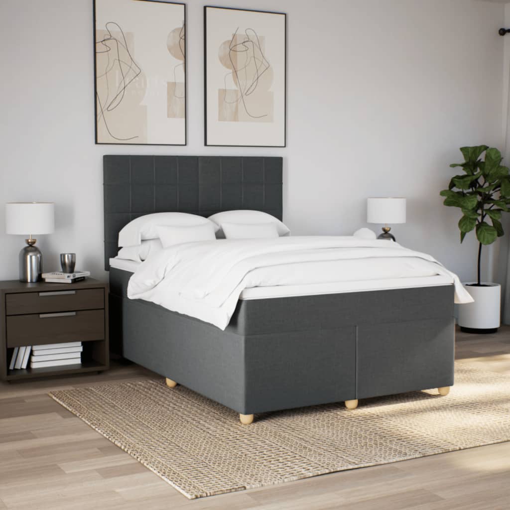 vidaXL Giroletto a Molle con Materasso Grigio Scuro 140x200cm Tessuto