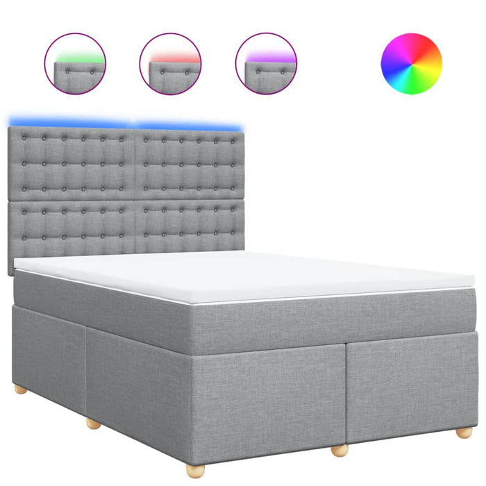 Giroletto a Molle con Materasso Grigio Chiaro 140x200cm Tessuto