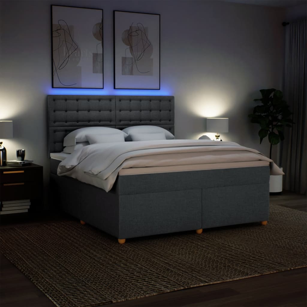 Giroletto a Molle con Materasso Grigio Scuro 180x200 cm Tessuto