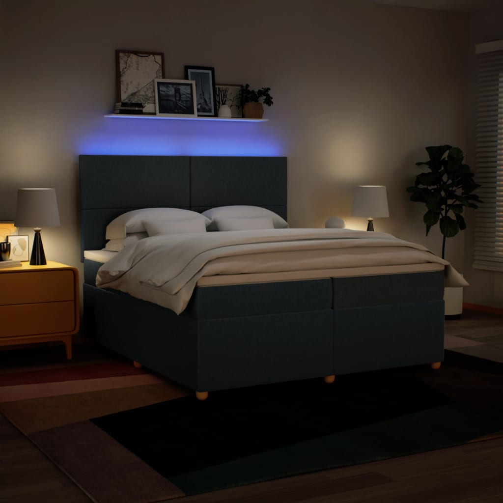 vidaXL Giroletto a Molle con Materasso Blu 200x200 cm in Tessuto