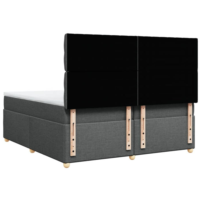 Giroletto a Molle con Materasso Grigio Scuro 200x200 cm Tessuto