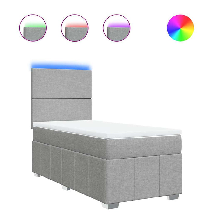 vidaXL Giroletto a Molle con Materasso Grigio Chiaro 80x200 cm Tessuto