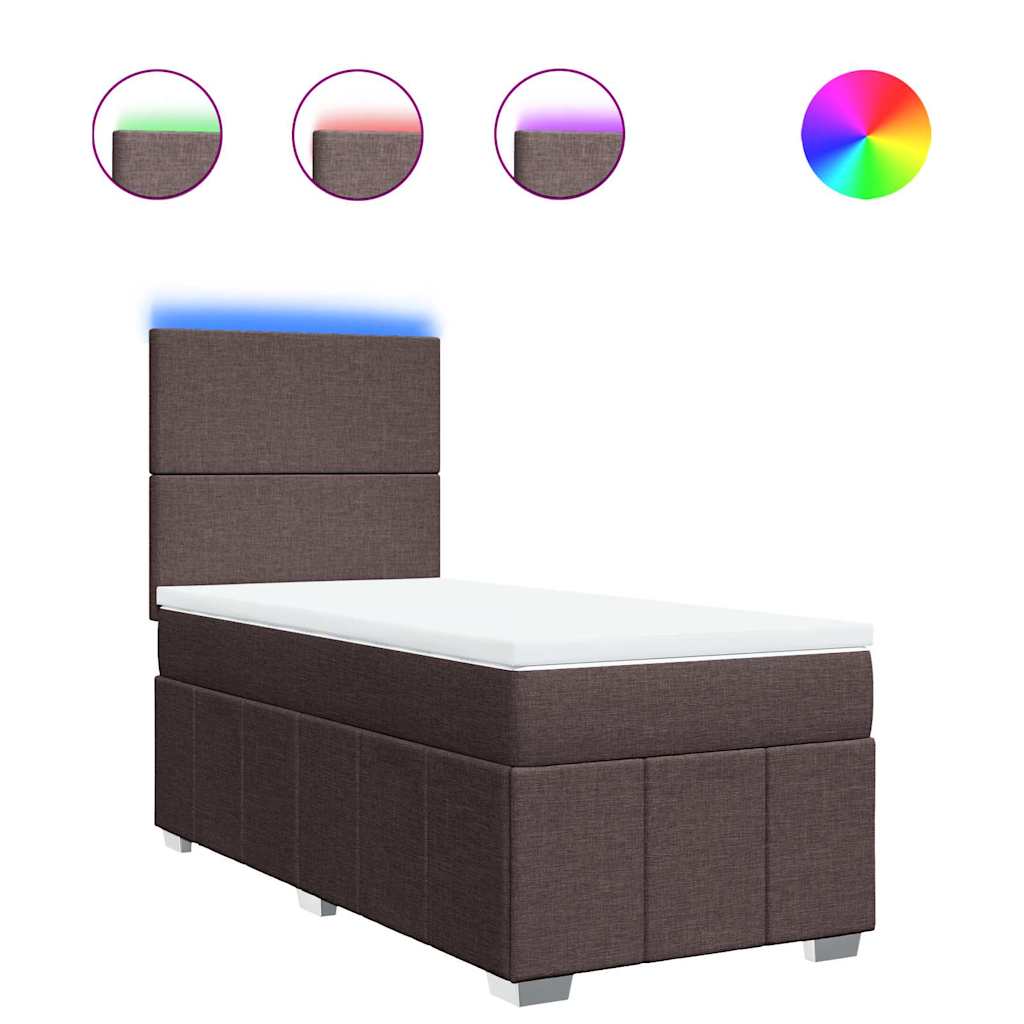 Giroletto a Molle con Materasso Marrone Scuro 80x200 cm Tessuto