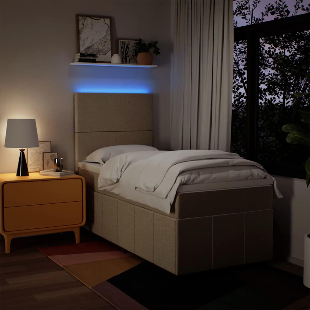 Giroletto a Molle con Materasso Crema 80x200 cm inTessuto