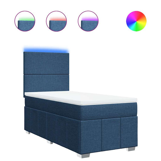 vidaXL Giroletto a Molle con Materasso Blu 80x200 cm inTessuto