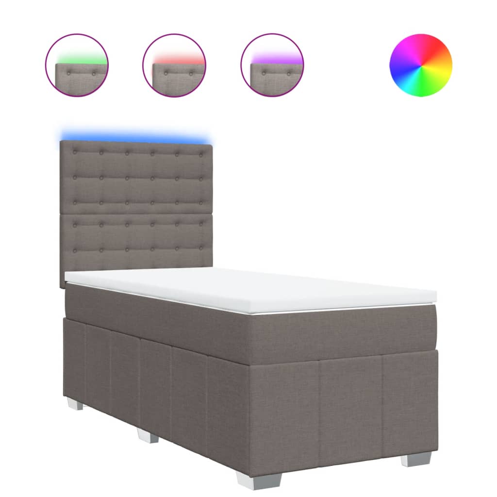 vidaXL Giroletto a Molle con Materasso Tortora 80x200 cm inTessuto