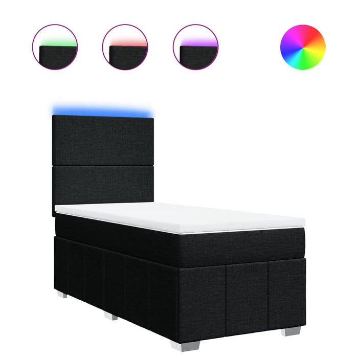 Giroletto a Molle con Materasso Nero 90x190 cm in Tessuto 3293818