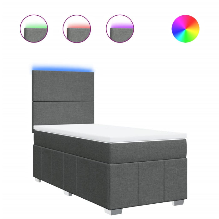 Giroletto a Molle con Materasso Grigio Scuro 90x200 cm Tessuto 3293845