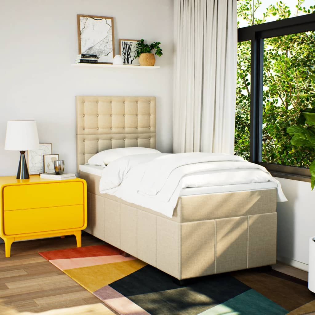 Giroletto a Molle con Materasso Crema 100x200 cm in Tessuto 3293898