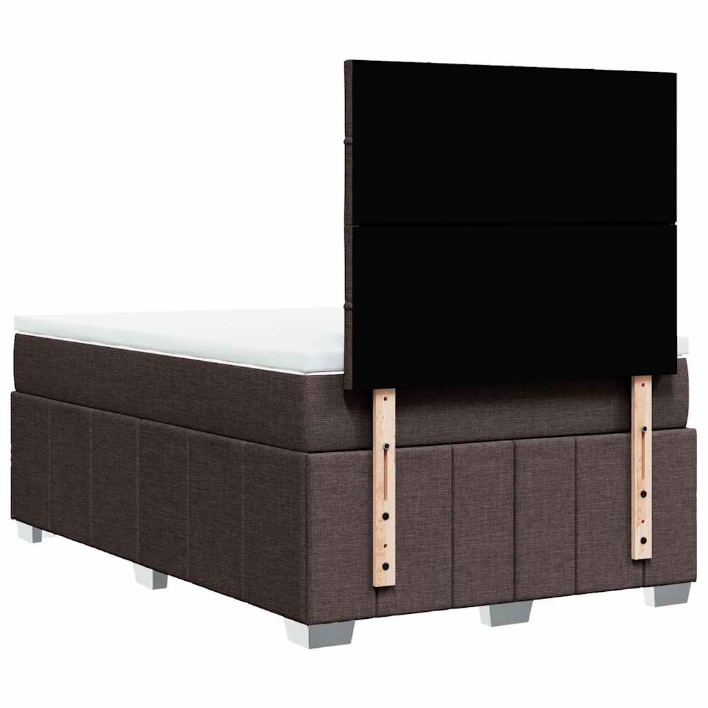 Giroletto a Molle con Materasso Marrone Scuro 120x190cm Tessuto