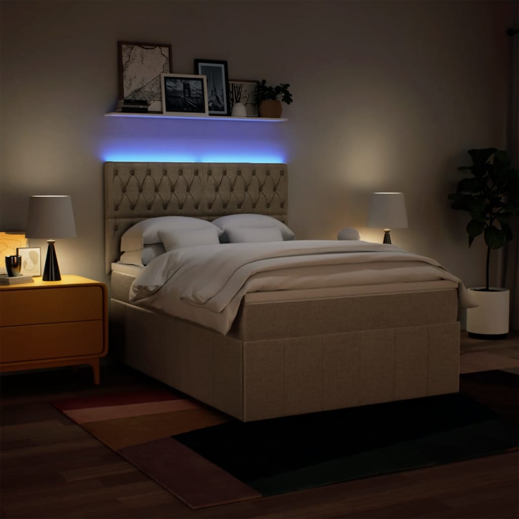 Giroletto a Molle con Materasso Crema 140x200 cm in Tessuto 3294003