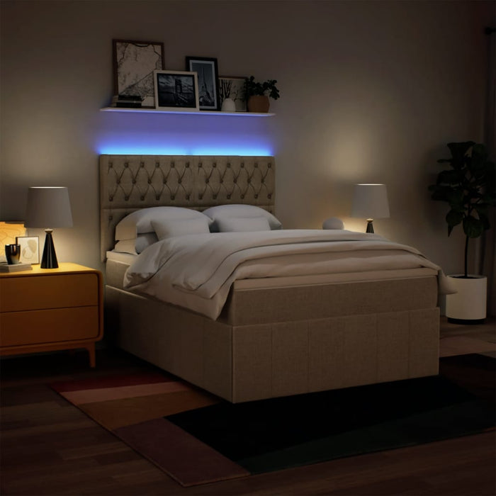 Giroletto a Molle con Materasso Crema 140x200 cm in Tessuto 3294003