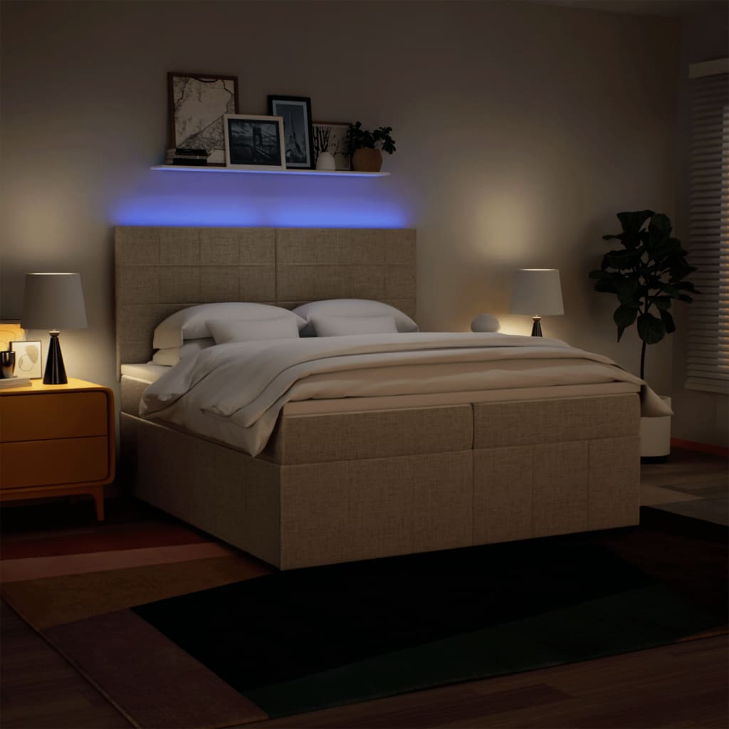 Giroletto a Molle con Materasso Crema 200x200 cm in Tessuto 3294080