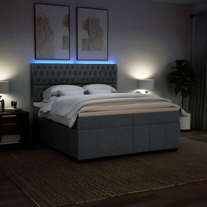 Giroletto a Molle con Materasso Grigio Scuro 200x200 cm Tessuto 3294083