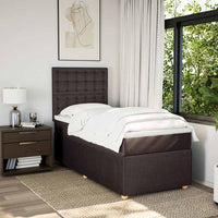 vidaXL Giroletto a Molle con Materasso Marrone Scuro 80x200 cm Tessuto