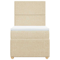 vidaXL Giroletto a Molle con Materasso Crema 90x190 cm in Tessuto