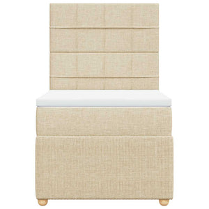 vidaXL Giroletto a Molle con Materasso Crema 90x190 cm in Tessuto