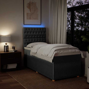 Giroletto a Molle con Materasso Grigio Scuro 90x190 cm Tessuto