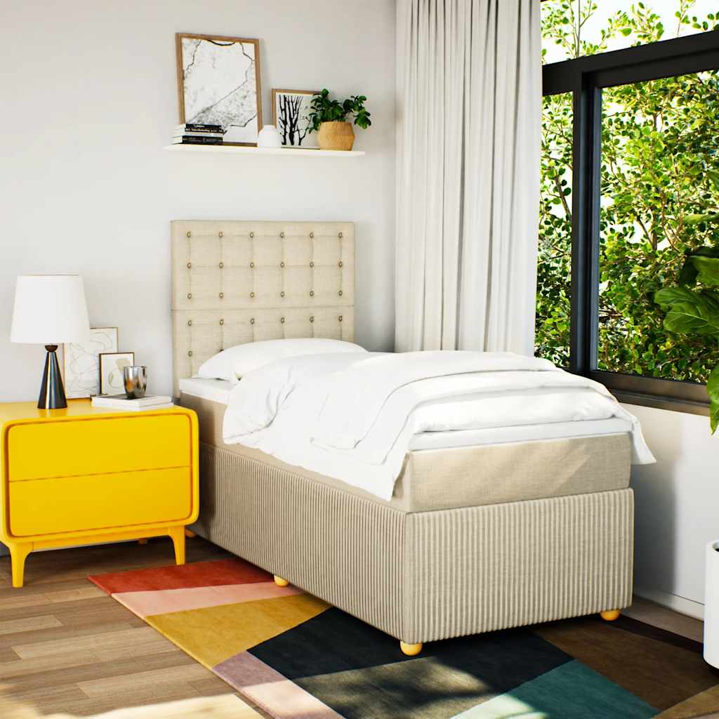 Giroletto a Molle con Materasso Crema 90x190 cm in Tessuto 3294230