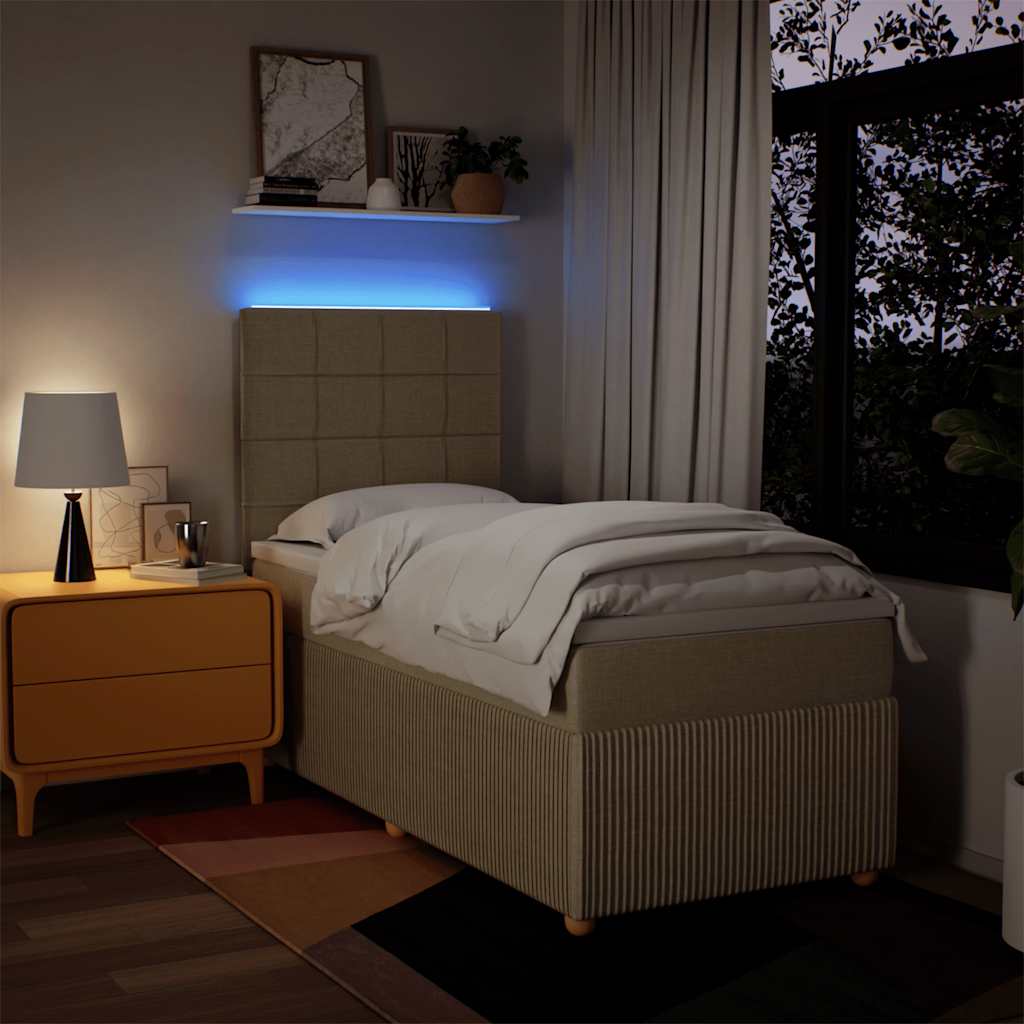 Giroletto a Molle con Materasso Crema 100x200 cm in Tessuto 3294272