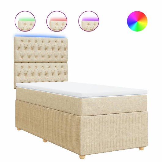 Giroletto a Molle con Materasso Crema 100x200 cm in Tessuto 3294279