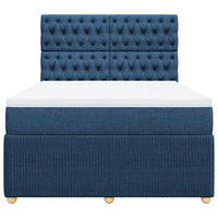 vidaXL Giroletto a Molle con Materasso Blu 160x200 cm in Tessuto