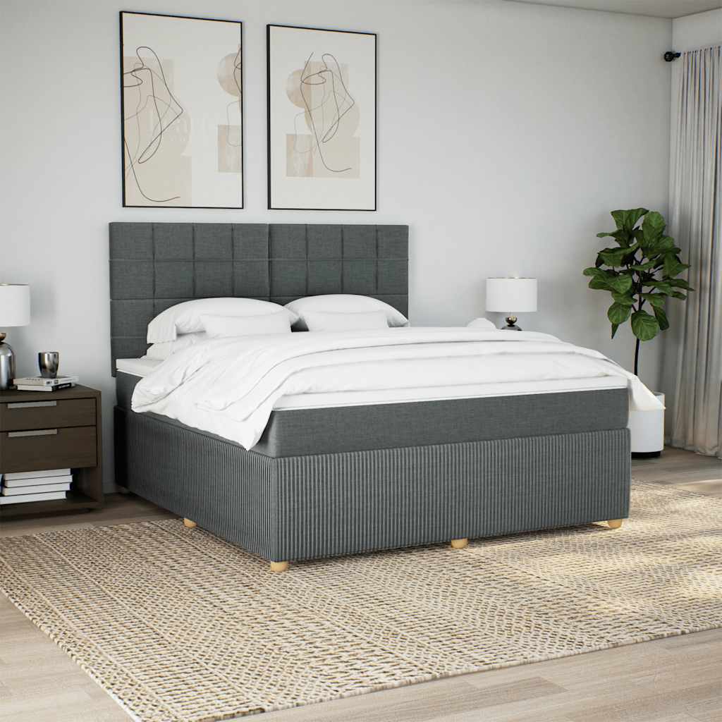 vidaXL Giroletto a Molle con Materasso Grigio Scuro 180x200 cm Tessuto