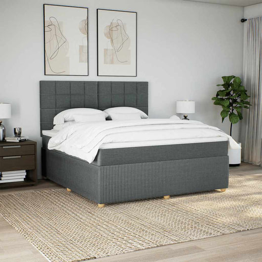 vidaXL Giroletto a Molle con Materasso Grigio Scuro 180x200 cm Tessuto