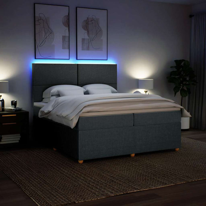 Giroletto a Molle con Materasso Grigio Scuro 200x200 cm Tessuto 3294457