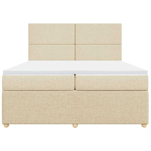 vidaXL Giroletto a Molle con Materasso Crema 200x200 cm in Tessuto