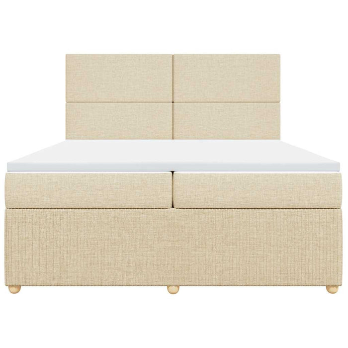 vidaXL Giroletto a Molle con Materasso Crema 200x200 cm in Tessuto