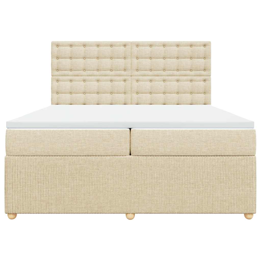 vidaXL Giroletto a Molle con Materasso Crema 200x200 cm in Tessuto