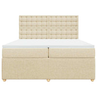 vidaXL Giroletto a Molle con Materasso Crema 200x200 cm in Tessuto