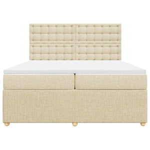 vidaXL Giroletto a Molle con Materasso Crema 200x200 cm in Tessuto