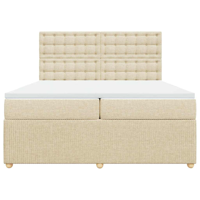 vidaXL Giroletto a Molle con Materasso Crema 200x200 cm in Tessuto