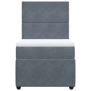 Giroletto a Molle con Materasso Grigio Scuro 80x200 cm Velluto