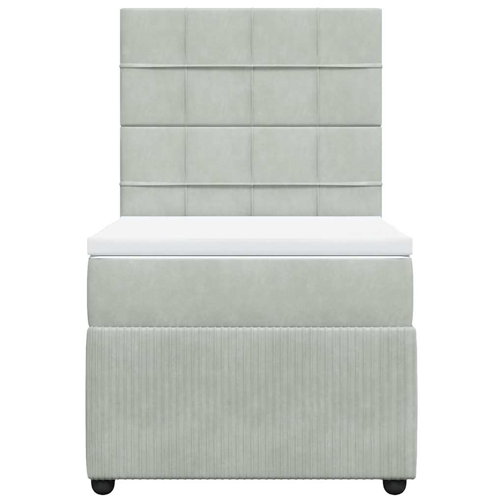 Giroletto a Molle con Materasso Grigio Chiaro 90x200 cm Velluto 3294538