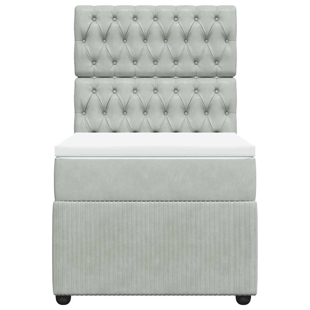 Giroletto a Molle con Materasso Grigio Chiaro 90x200 cm Velluto 3294544