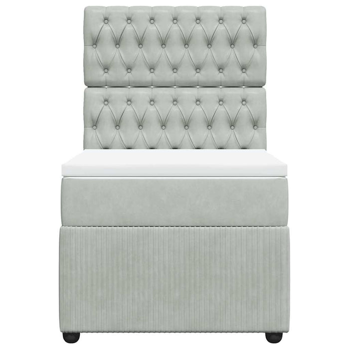 Giroletto a Molle con Materasso Grigio Chiaro 90x200 cm Velluto 3294544