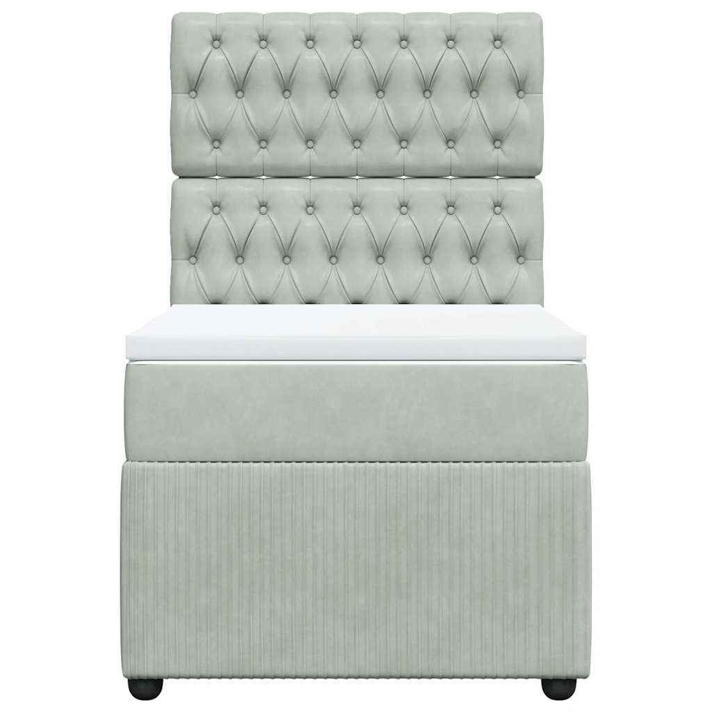 Giroletto a Molle con Materasso Grigio Chiaro 100x200cm Velluto